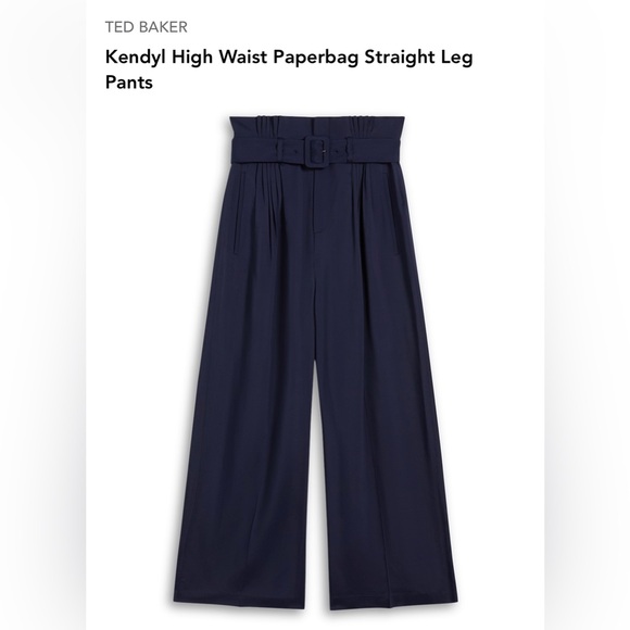 Ted Baker Kendyl High Waist Paperbag Straight Leg Pants NWT Ted Baker Size 4 - Picture 4 of 4